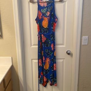Tommy Bahama maxi dress, New, floral with pineapple print called Cobalt Sea